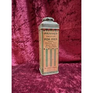 Vintage Medicine Cabinet - 1930s Art Deco Metal Tin - Mennen Talcum For Men